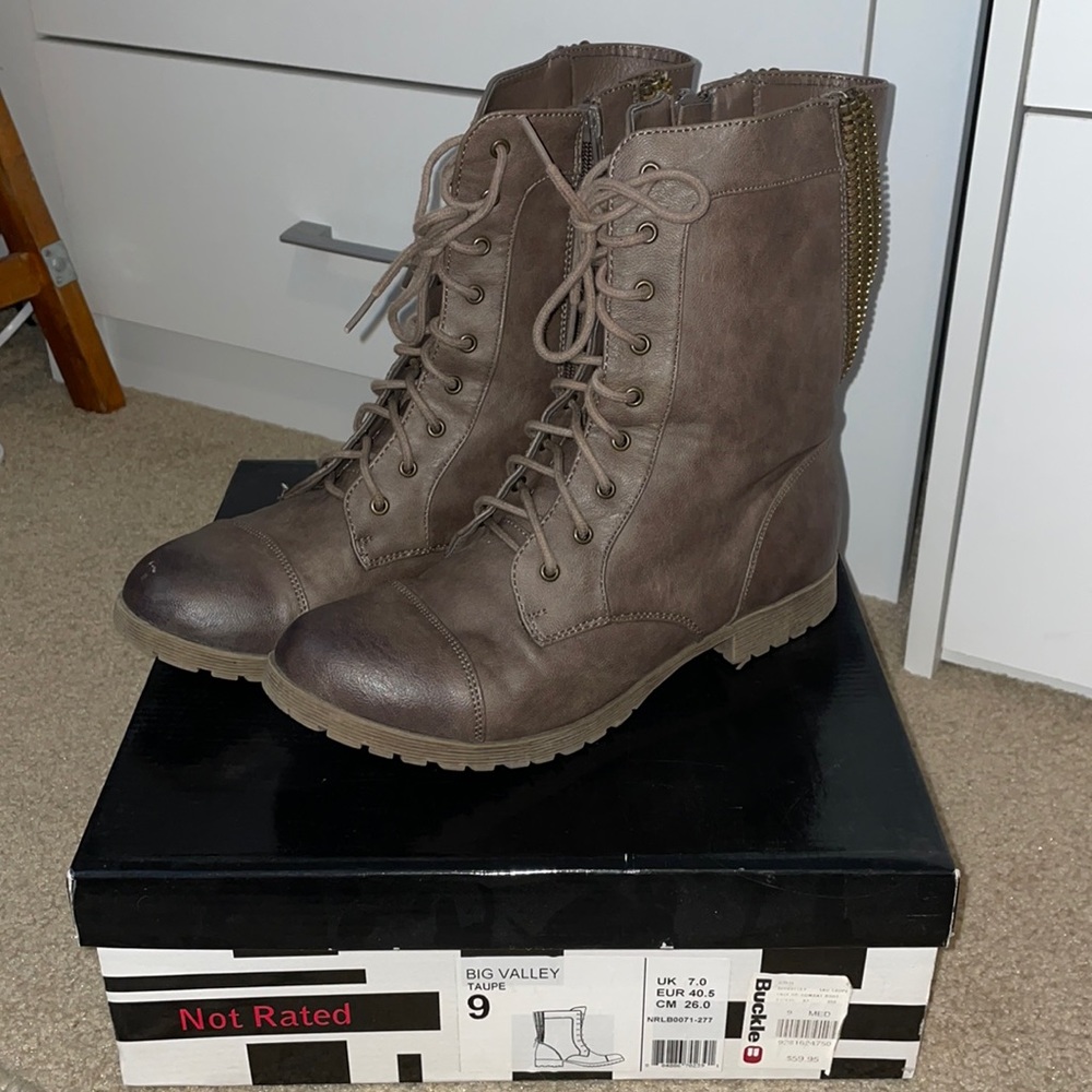 Taupe Buckle boots